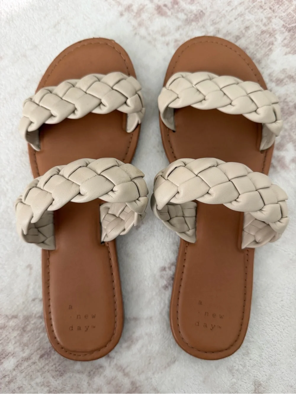 A New Day Lucy Braided Slide Sandals Cream Women’s 8